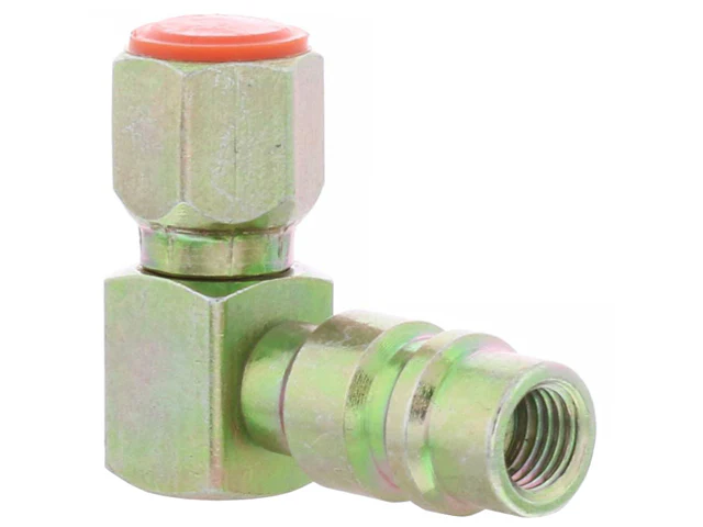 A/C System Retrofit Fitting - R134a - 90 Degree Swivel (Steel) 7/16" - Low Side with Cap