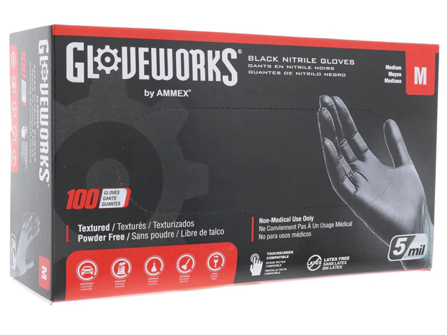 Black Nitrile Gloves - Medium