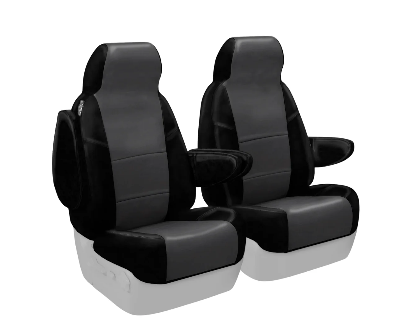 Custom Fit Premium Leatherette Seat Cover - Gray with Black - Image 2