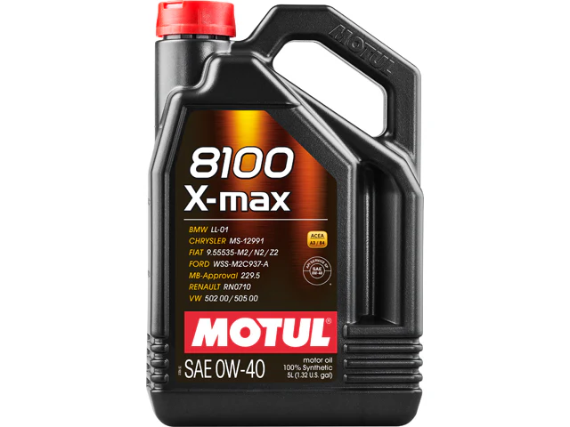 Porsche Engine Oil - MOTUL 8100 X-max - 0W-40 Synthetic (5 Liter), 911/Boxster/Cayenne/Cayman/944/968/928/924/Panamera/Macan/718 Boxster/718 Cayman/918 Spyder | 1984-2019