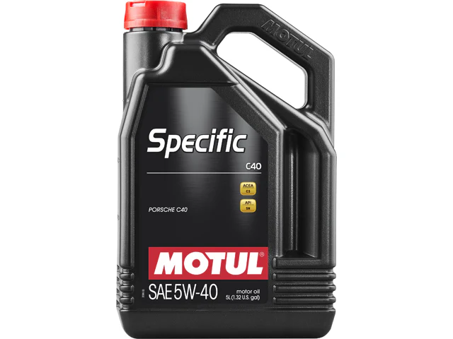 Porsche Engine Oil - Motul Specific C40 - 5W-40 Synthetic (5 Liter), Cayenne/718 Cayman/718 Boxster/718 Spyder/Panamera/911 | 2017-2024